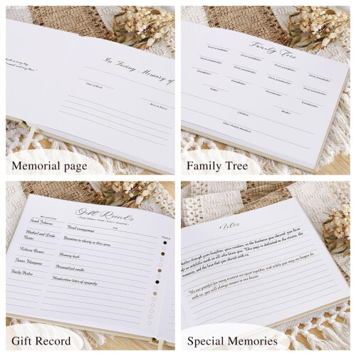 Lanpn Funeral Guest Book for Memorial Service, 2