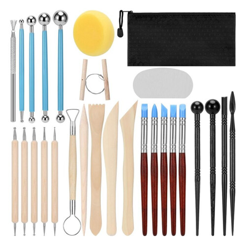Clay Tools Kit, 28pcs Air Dry Clay Tools for Pottery Polymer Clay Sculpting Tool Kit