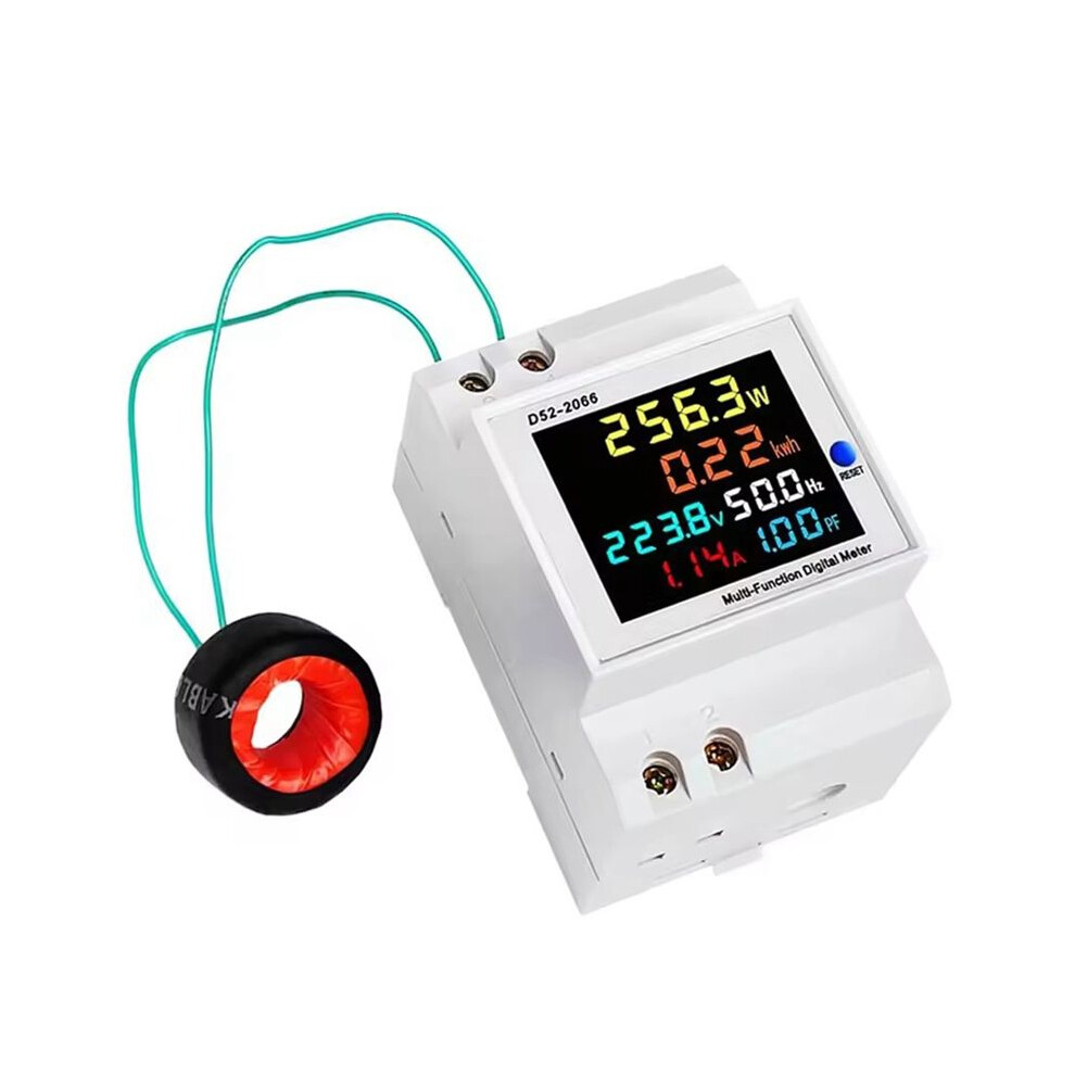 D52-2066 Meter Din Rail Electricity Usage Monitor 100A Voltmeter Ammeter Watt Kwh Frequency Power Meter C 6031386959518
