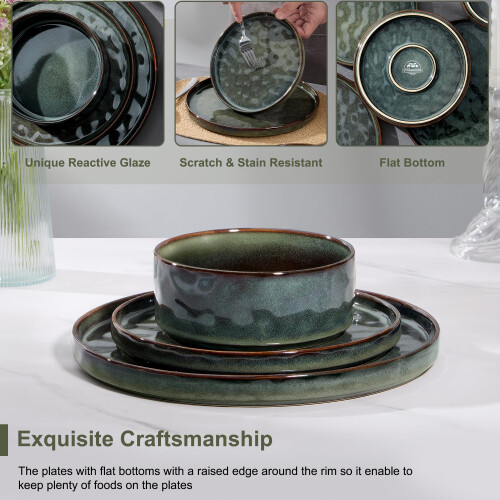 Herogo 12 Piece Dinner Set, Stoneware Dinnerware 2