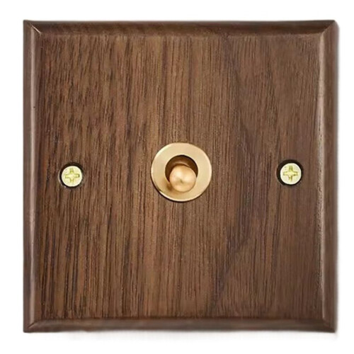 Retro Walnut Wall Toggle  Panel 1-4Gang 2Way Solid Wood Double Universal Electrical Power Outlet C