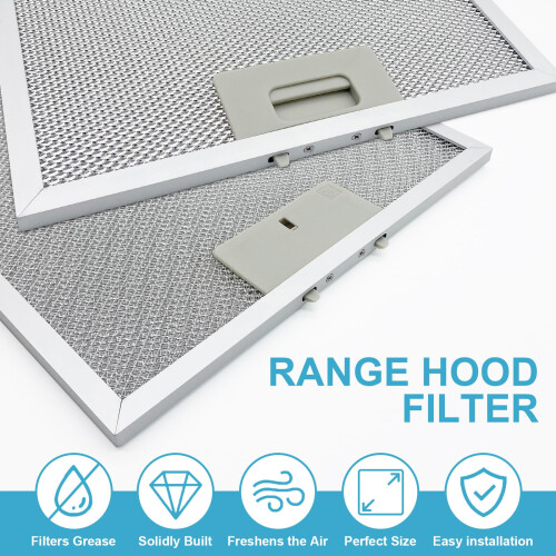 2Pcs Cooker Hood Filter Metal Hood Grease Filter 2