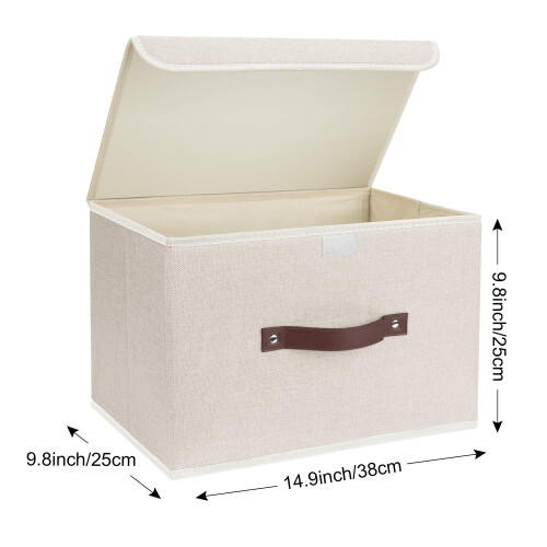 TYEERS Collapsible Storage Box with Lid, Fabric 1