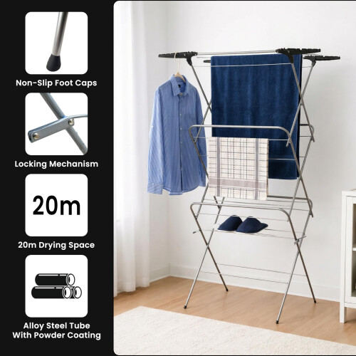 Aspect 3 Tier Folding Clothes Airer 20m Space For 2