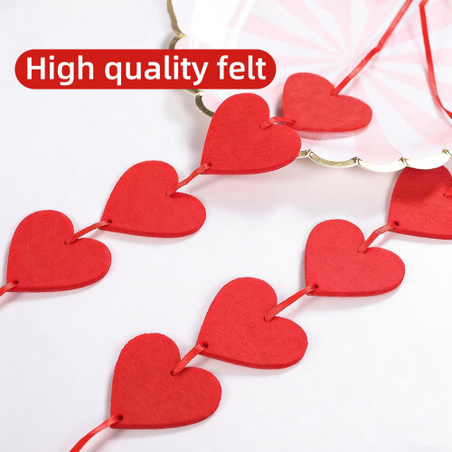 3 Pcs Day Decorations, Red Felt Hanging Heart 2