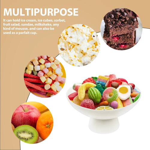 Supvox ceramic dessert bowl white smooth line 1 piece