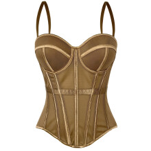 Womens Camisole Spaghetti Straps Lace Backless Summer-brown 38