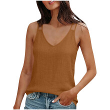 Women Camisole Spaghetti Straps Sleeveless Shirts-Orange XL