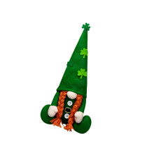 Irish Festival Face Less Dwarf Doll With Green Leaves For-B