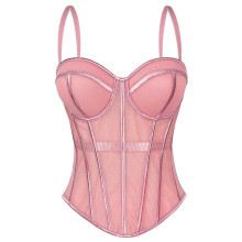 Corsets for Womens Jacquard Overbust Corset Bustier-Pink 36