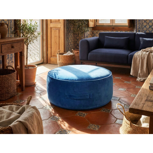 Beliani Pouffe YULLE Velvet Blue 1