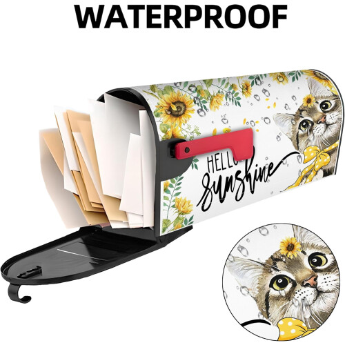 Capa para caixa de correio com tema de primavera/verão para gatos, 21x18 polegadas, magnética e à prova d'água, compatível com caixas de correio 2
