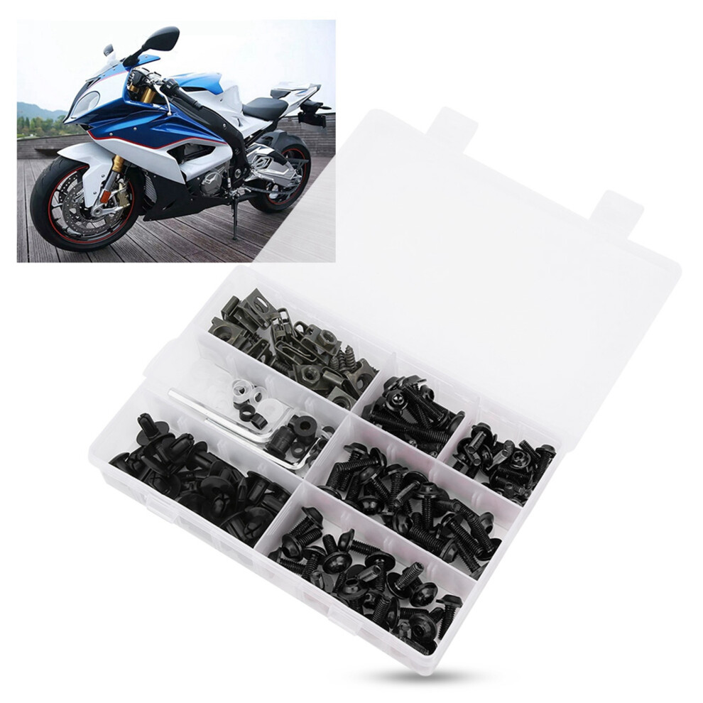 Bike Windscreen Fastener Kit 198Pcs M5 M6 Screws Fairing Bolts Black Colour 5061391999194