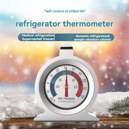4 Pcs Refrigerator Thermometer 20-20/-20-80 Fridge Analog Thermometer Large Dial with Red Indicator Thermometer 2