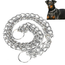 Heavy-Duty Double Iron Necklace Leash for Big Dogs - 80cm Long\"