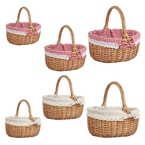 Portable Wicker Storage Basket Single Handle-Snowflake S 1