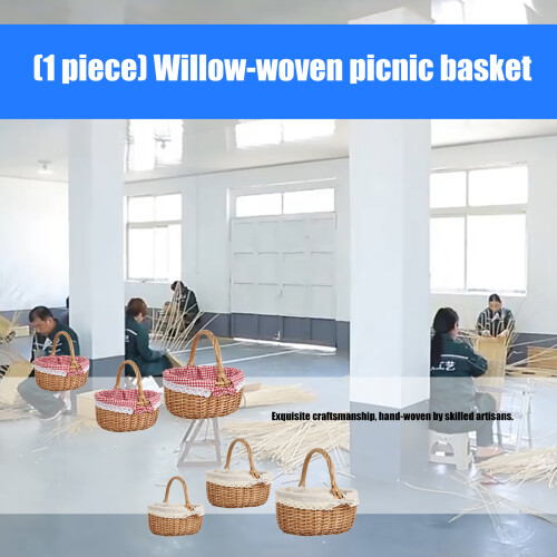 Portable Wicker Storage Basket Single Handle-Snowflake S 2