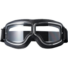 (Black) OTG Vintage Motorcycle Goggles, Fits over Glasses, Retro Style, Classic Design