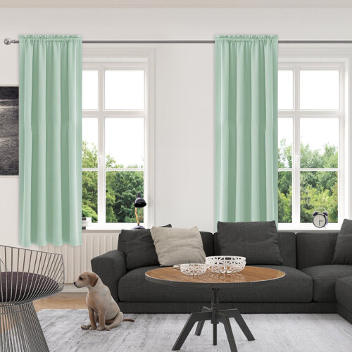 Curtains Heat Insulation 41x71 Inch Green Solid Color 2