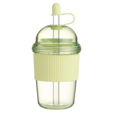 1Pcs 430ML Transparent Coffee Mug with Lid and Straw Pearl Milk Tea Juice Plastic Cup for Home Bar Drinkware