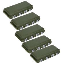 5Pcs 16-Grid Green Plastic Fishing Storage Box Doublesided Container