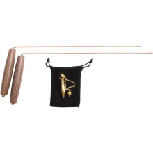 Baguettes de Sourcier en Cuivre - Lot de 2 Baguettes avec Manche en Bois pour un Rangement Pratique - pour la Recherche D'Eau, D'Or et de Minéraux