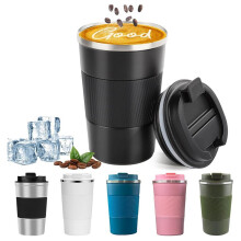 Auslaufsicherer, Wiederverwendbarer Edelstahl-Kaffeebecher (Schwarz, 355 Ml)