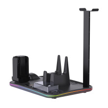 12-in-1 Charging Dock for 2 Multi-Functional Cooling Fan Stand with RGB Lighting for 2/1