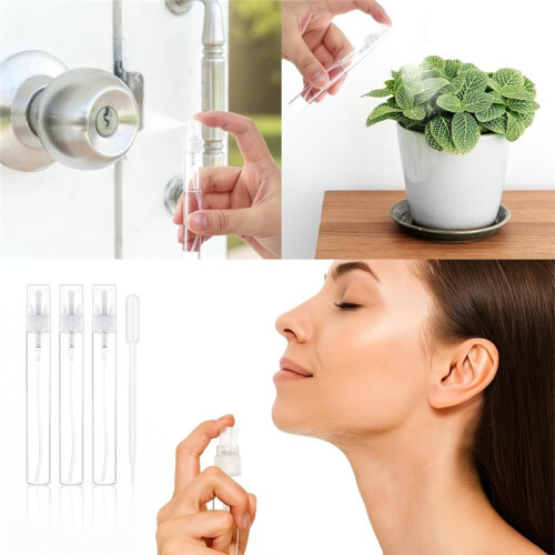 10 Pack  Bottles, 10ml Refillable Perfume with 3 Transfer Pipettes, Plastic Portable
