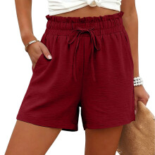 Shorts für Damen, lässig, hohes, weites Bein,-Claret M