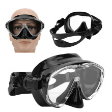 Adult Diving Goggles Face Shield Glasses Silicone Snorkel MK-101 Black