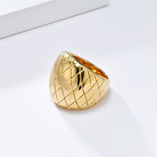 Women's Stainless Steel Chunky Dome Mesh Statement Ring Gold Size 8 1