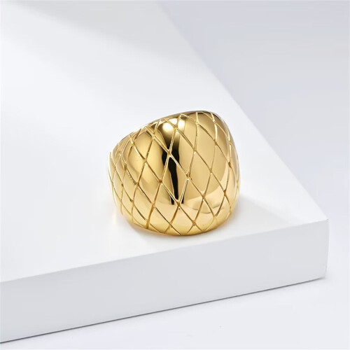 Women's Stainless Steel Chunky Dome Mesh Statement Ring Gold Size 8 2