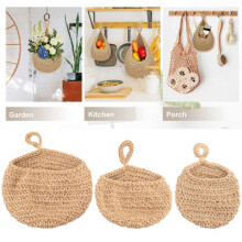 Hanging Fruit Basket forKitchen, Hanging Wall Fruit Vegetable Baskets, Handwoven Decorative Hanging Kitchen Baskets