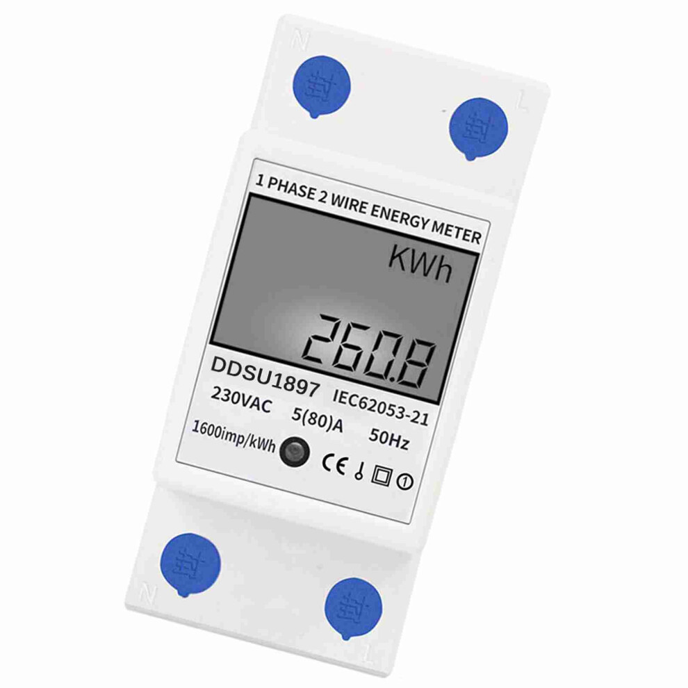 Single Phase Din Rail Energy Meter 2-Wire Lcd 35Mm 5(60)A 220V 3411392353822