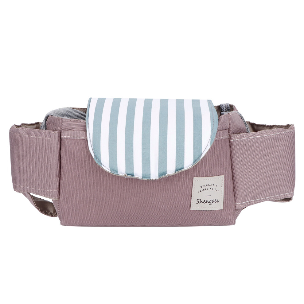 Universal Stripe Baby Stroller Organizer With Cup Holder, 35X11x15cm Green