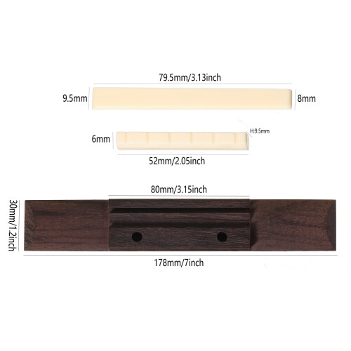 Rosewood Bridge And Nylon Strings Replacement Set For Classical 2