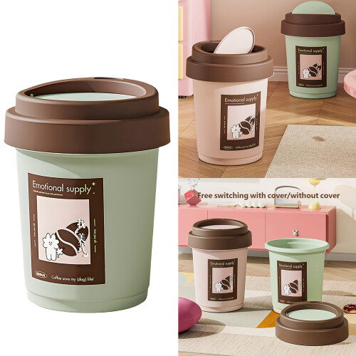 Practical Home Trash Can Automatic Sealing Lid Coffee Cup-Pink 2