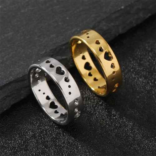 Women's Stainless Steel Hollow Heart Ring Silver Size 7 2