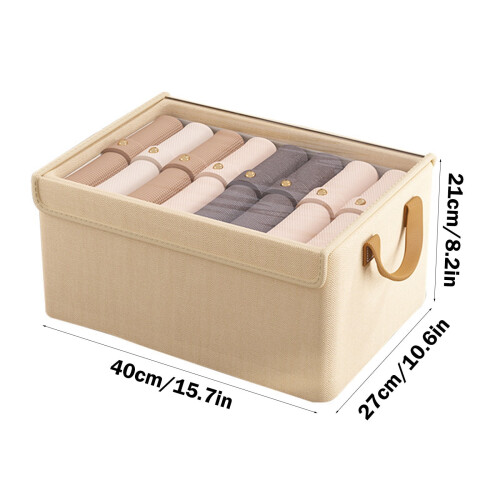 Foldable Fabric Storage Box Beige-Gray 22L 40x27x21cm 2