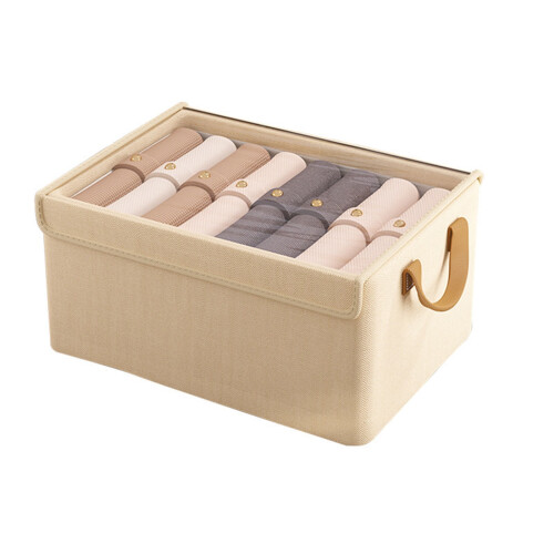 Foldable Fabric Storage Box Beige-Gray 22L 40x27x21cm 1