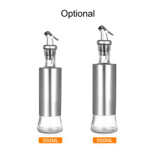 Glass & Stainless Steel Oil Dispenser 300ml Drip-Free Pourer for Kitchen