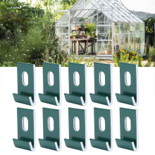 10Pcs Aluminum Greenhouse Base Clips Hooks Fixings 3.3x2.1cm Green