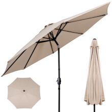 (Beige) 3M Garden Parasol Outdoor Patio Sunshade Umbrella