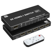 5 Eingänge, 1 Ausgang -Kompatibler 2.1--Splitter/Switcher 8K@60Hz 4K@120Hz mit Fernbedienung für PS5/4/3 für