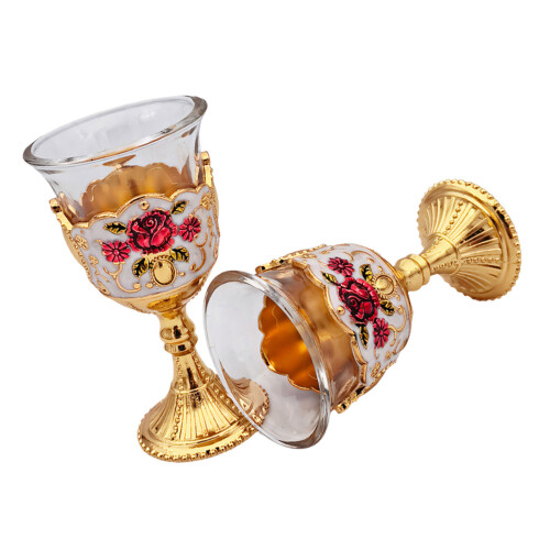 2Pcs Clear Glass Stemwares With Delicate Flower-safflower