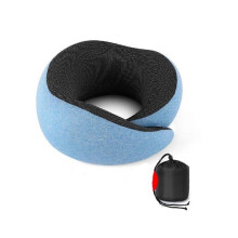 (Blue) Safety Neck Pillow for Travel Memory Foam Comfortable & Breathable Soft UShaped