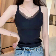 (L,Black)Underwear Suspenders Vest Inner Chest Pad Anti-Exposure Integrated All-Matching Breathable