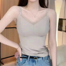 (M,Milk Brown)Underwear Suspenders Vest Inner Chest Pad Anti-Exposure Integrated All-Matching Breathable