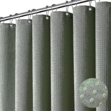 (1.8mx1.8m height, Sage Green) Shower Curtain - Waffle Textured Heavy Duty Thick Fabric Shower Curtains For Bathroom - RiRi